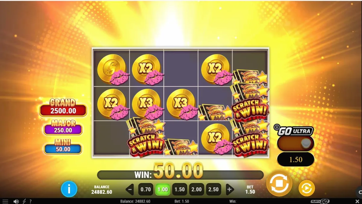 Vibrante interface de jogo do slot Granny’s Wild com luzes neon e elementos de Las Vegas
