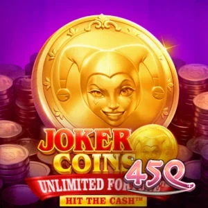 Interface de jogo do slot Joker Coins Unlimited Fortune com moedas e símbolos clássicos